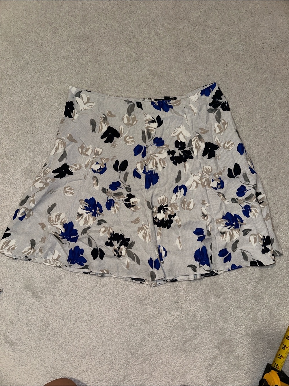 Banana Republic Floral Skater Skirt in Light Gray, Blue, Black